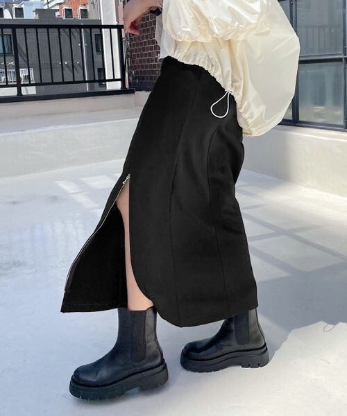 PAGEBOY（ページボーイ）の「ZIPスリットスエットタイトスカート（スカート・レディース・ブラック09・F）」の3枚目の写真