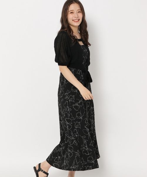 mysty woman(ミスティウーマン)の「シアーニットボレロ×キャミワンピース(ワンピース/ドレス・レディース・ブラック柄09/ピンクベージュ無地22/ライトベージュ柄51・F)」の8枚目の写真