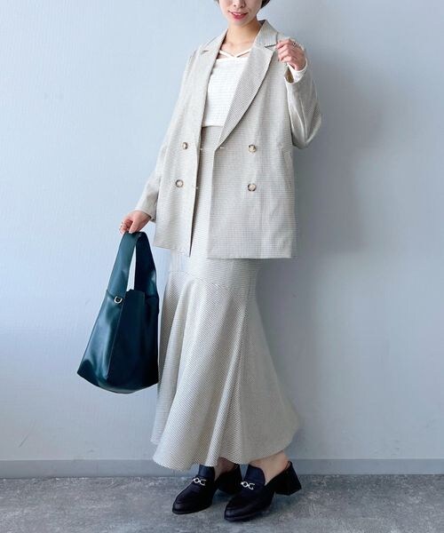 mysty womanアソートWテーラージャケット、アソートフレアパンツ mysty woman（ミスティウーマン）の「アソートチェックテーラー