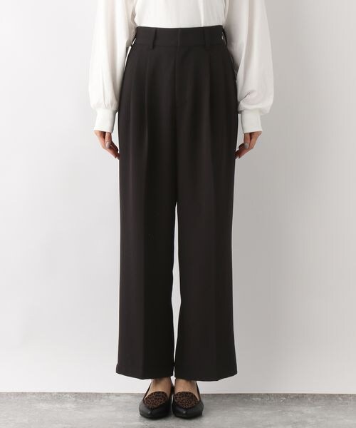 GLOBAL WORK（グローバルワーク）の「ウツクシルエットワイドパンツ（パンツ・レディース・ブラック09/ライトベージュ52/ブラウン54/ミドルブルー84・S/M/L）」の21枚目の写真