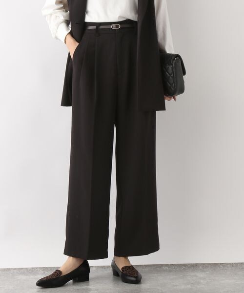 GLOBAL WORK（グローバルワーク）の「ウツクシルエットワイドパンツ（パンツ・レディース・ブラック09/ライトベージュ52/ブラウン54/ミドルブルー84・S/M/L）」の7枚目の写真