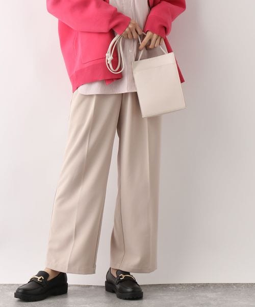 GLOBAL WORK（グローバルワーク）の「ウツクシルエットワイドパンツ（パンツ・レディース・ブラック09/ライトベージュ52/ブラウン54/ミドルブルー84・S/M/L）」の2枚目の写真