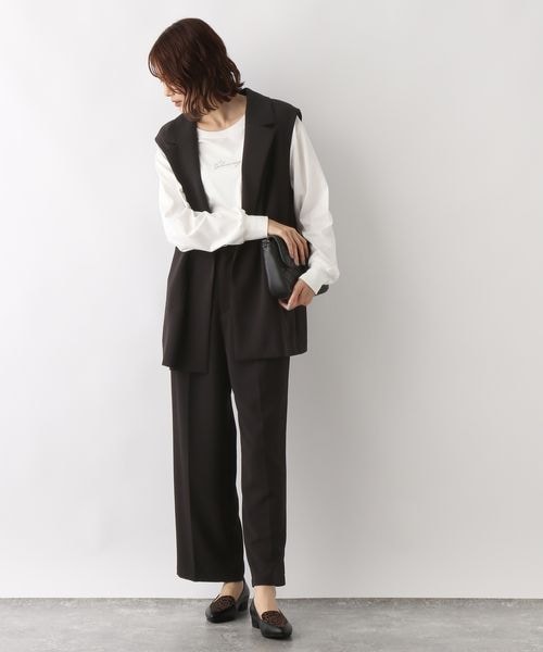 GLOBAL WORK（グローバルワーク）の「ウツクシルエットワイドパンツ（パンツ・レディース・ブラック09/ライトベージュ52/ブラウン54/ミドルブルー84・S/M/L）」の5枚目の写真