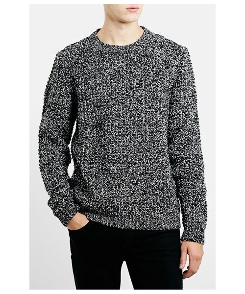 TOPMAN(トップマン)の「Topman Waffle Knit Crewneck Sweater(ニット/セーター・メンズ・Grey・Regular X-Small/Regular Small/Regular Large/Regular Medium/Regular X-Large)」の1枚目の写真