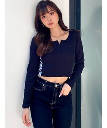 GYDA | BOUJEEサイドライン ハーフジップトップス(Tシャツ/カットソー)