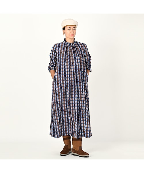 インドカディブロックプリントのギャザープリント 45R（フォーティファイブアール）の「インドカディブロックプリントの