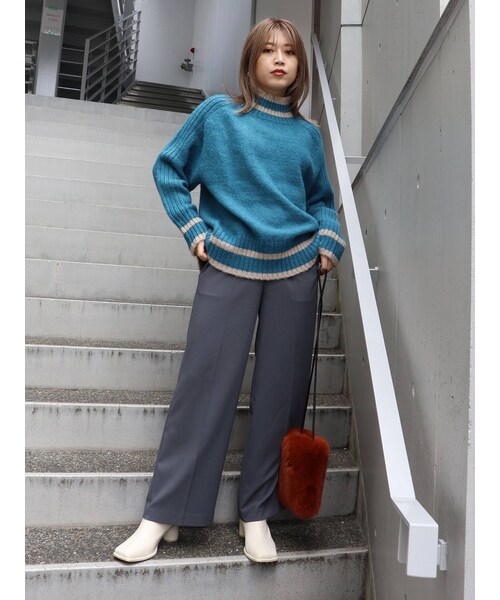 MURUA(ムルーア)の「ハイウエストワイドパンツ(パンツ・オレンジ/ブラック/グレー・2/1)」の21枚目の写真