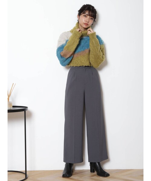 MURUA(ムルーア)の「ハイウエストワイドパンツ(パンツ・オレンジ/ブラック/グレー・2/1)」の11枚目の写真