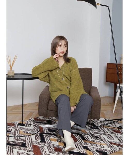 MURUA(ムルーア)の「ハイウエストワイドパンツ(パンツ・オレンジ/ブラック/グレー・2/1)」の9枚目の写真