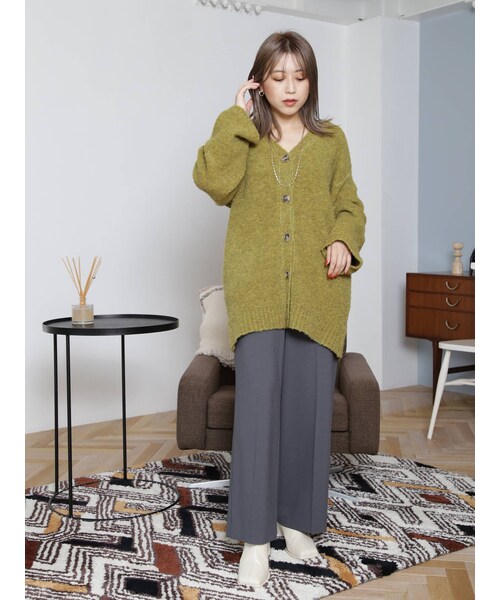 MURUA(ムルーア)の「ハイウエストワイドパンツ(パンツ・オレンジ/ブラック/グレー・2/1)」の8枚目の写真