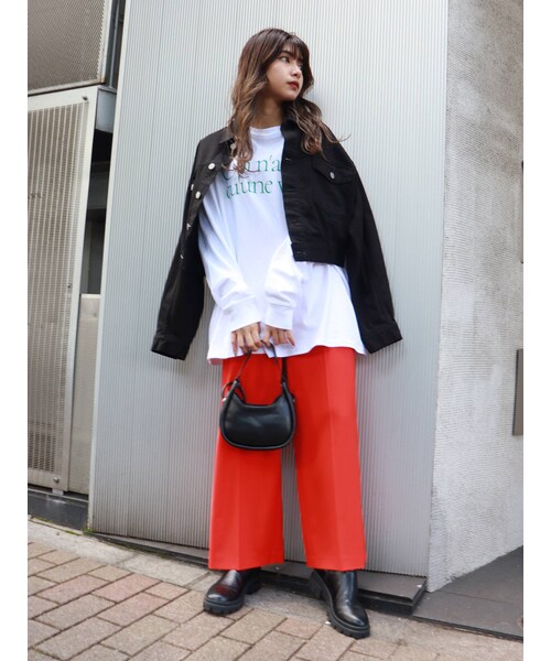 MURUA(ムルーア)の「ハイウエストワイドパンツ(パンツ・オレンジ/ブラック/グレー・2/1)」の18枚目の写真