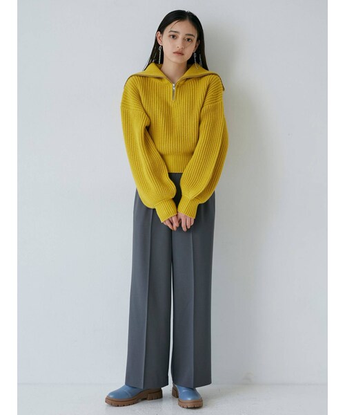MURUA(ムルーア)の「ハイウエストワイドパンツ(パンツ・オレンジ/ブラック/グレー・2/1)」の5枚目の写真