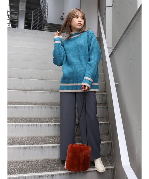 MURUA(ムルーア)の「ハイウエストワイドパンツ(パンツ・オレンジ/ブラック/グレー・2/1)」の22枚目の写真