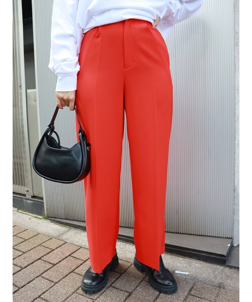 MURUA(ムルーア)の「ハイウエストワイドパンツ(パンツ・オレンジ/ブラック/グレー・2/1)」の4枚目の写真