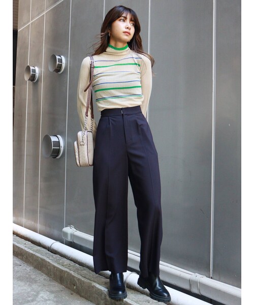 MURUA(ムルーア)の「ハイウエストワイドパンツ(パンツ・オレンジ/ブラック/グレー・2/1)」の14枚目の写真