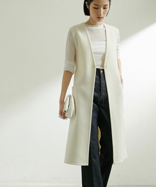 美品　ガリャルダガランテ　ドローイングナンバーズ　メルトン リバーコート　グレー メルトンリバー仕立てPコート | Drawing Numbers(ドローイング