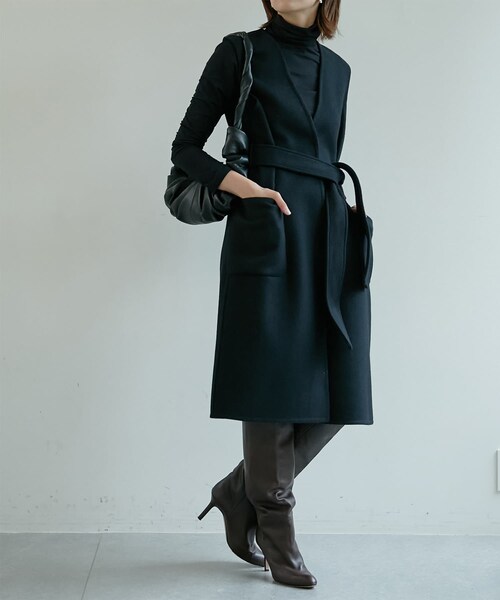 美品　ガリャルダガランテ　ドローイングナンバーズ　メルトン リバーコート　グレー メルトンリバー仕立てPコート | Drawing Numbers(ドローイング