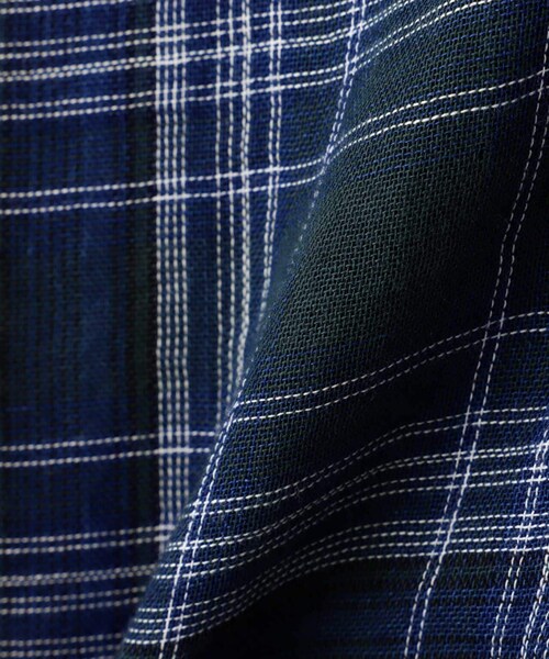 AVIREX（アヴィレックス）の「《REBUILD COLLECTION》INDIGO CHECK SHIRT/ インディゴチェックシャツ（トップス・ワイン/グリーン・S/M/L）」の4枚目の写真