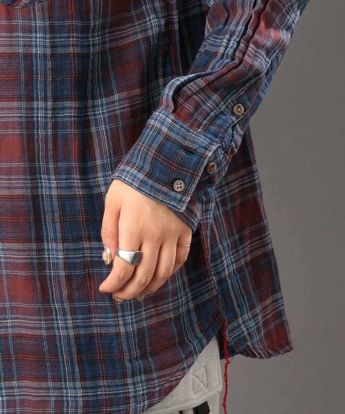 AVIREX（アヴィレックス）の「《REBUILD COLLECTION》INDIGO CHECK SHIRT/ インディゴチェックシャツ（トップス・ワイン/グリーン・S/M/L）」の22枚目の写真