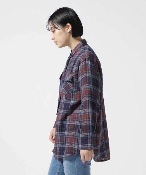AVIREX（アヴィレックス）の「《REBUILD COLLECTION》INDIGO CHECK SHIRT/ インディゴチェックシャツ（トップス・ワイン/グリーン・S/M/L）」の9枚目の写真