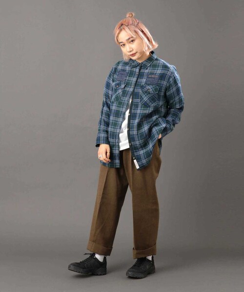AVIREX（アヴィレックス）の「《REBUILD COLLECTION》INDIGO CHECK SHIRT/ インディゴチェックシャツ（トップス・ワイン/グリーン・S/M/L）」の6枚目の写真