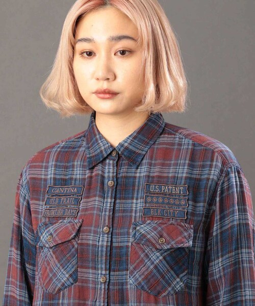 AVIREX（アヴィレックス）の「《REBUILD COLLECTION》INDIGO CHECK SHIRT/ インディゴチェックシャツ（トップス・ワイン/グリーン・S/M/L）」の21枚目の写真