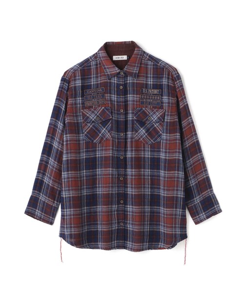 AVIREX（アヴィレックス）の「《REBUILD COLLECTION》INDIGO CHECK SHIRT/ インディゴチェックシャツ（トップス・ワイン/グリーン・S/M/L）」の16枚目の写真