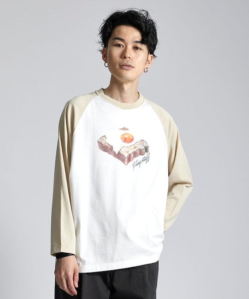 FLAGSTUFF（フラグスタフ）の「BASEBALL L/S TEE（Tシャツ/カットソー・メンズ・BLK/BGE/TAN・M/L）」の2枚目の写真