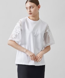 やす様 美品 LOKITHO 別注 コードエンブロイダリー チュールTEE 白 20220813020649178_215.jpg