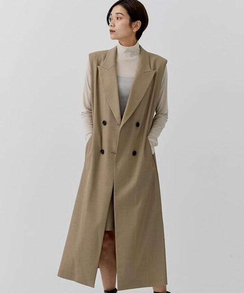 city(シティ)の「ツイルストレッチロングジレ(テーラードジャケット・レディース・BLK/BGE/TAN・FREE)」の2枚目の写真