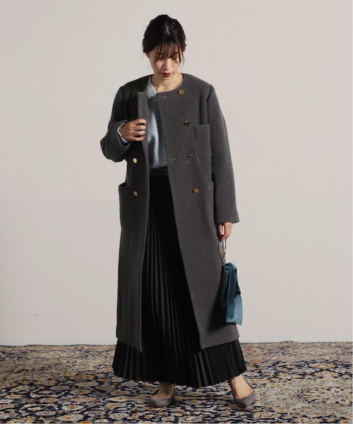 【極美品】ヴェルメイユパーイエナ 金ボタン ロングコート ネイビー 40 ウール VERMEIL par iena（ヴェルメイユパーイエナ）の「メルトンミリタリー