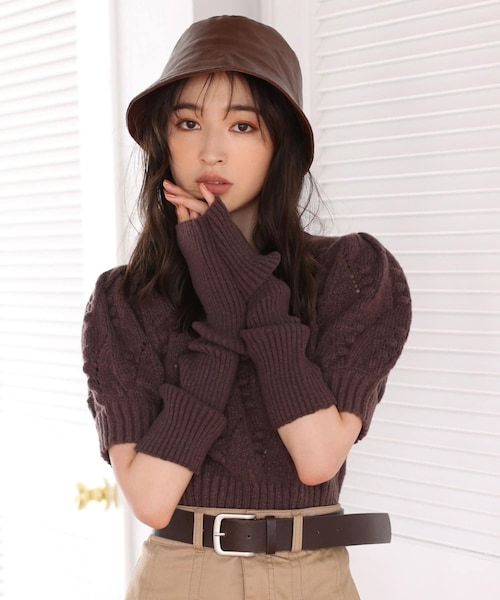 one after another NICE CLAUP(ワンアフターアナザーナイスクラップ)の「【秋の受注会商品】アームウォーマーぽこぽこニット(ニット/セーター・レディース・ベージュ/ピンク/サックスブルー/ブラウン・0)」の3枚目の写真