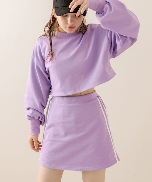 OLIVE des OLIVE(オリーブデオリーブ)の「サイドラインミニスカート(ルームウェア/パジャマ・レディース・ピンク/パープル/ブラック・FREE)」の2枚目の写真