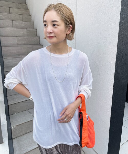 SHENERY(シーナリー)の「ルーズロンTee(Tシャツ/カットソー・レディース・オフホワイト/グレージュ/トープ・F)」の1枚目の写真