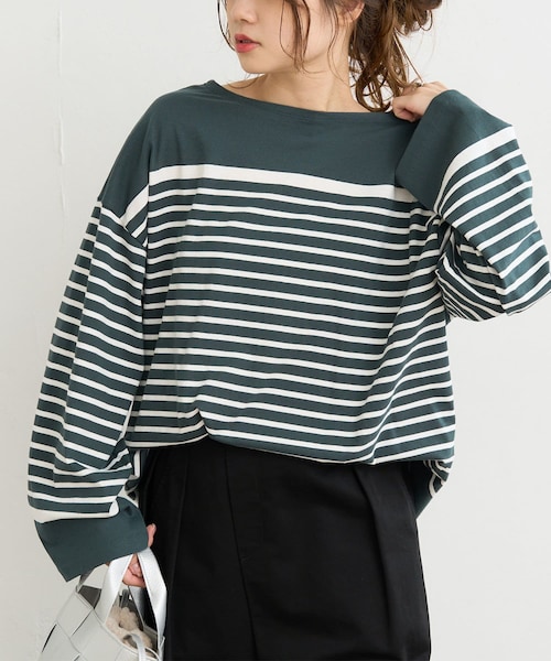 PUAL CE CIN(ピュアルセシン)の「【2022AW】パネルボーダーロングスリーブ(Tシャツ/カットソー・レディース・ブラック系その他/ピンク系その他/ブルー系その他/グリーン系その他・FREE)」の2枚目の写真