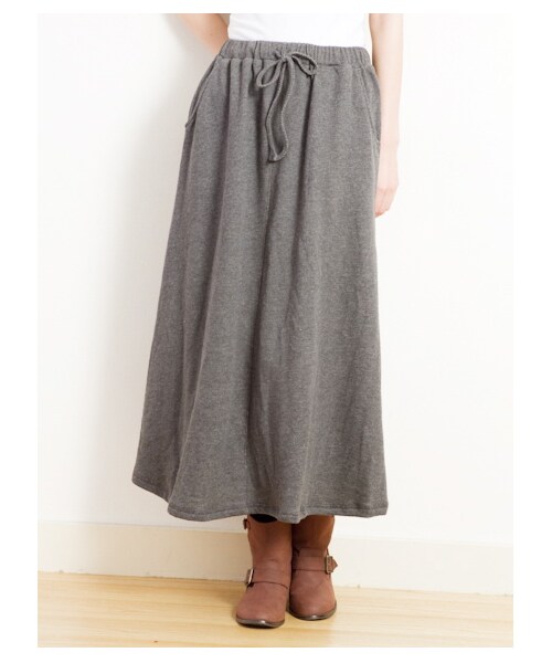 Green Parks fuuwa（グリーンパークスフーワ）の「ウラケカットマキシスカート（スカート・レディース・チャコールグレー/ネイビー・F）」の3枚目の写真