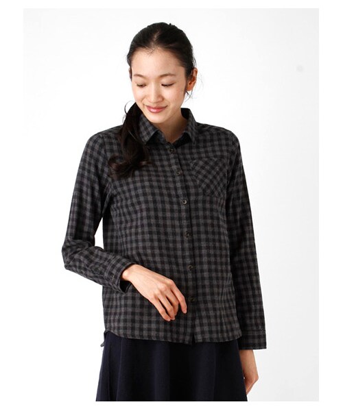 SEVENDAYS=SUNDAY（セブンデイズサンデイ）の「・型染 長袖シャツ（シャツ・ブラウス・レディース・オフホワイト/チャコールグレー/ブラック/ピンク/ベージュ/ブルー・M/L）」の3枚目の写真