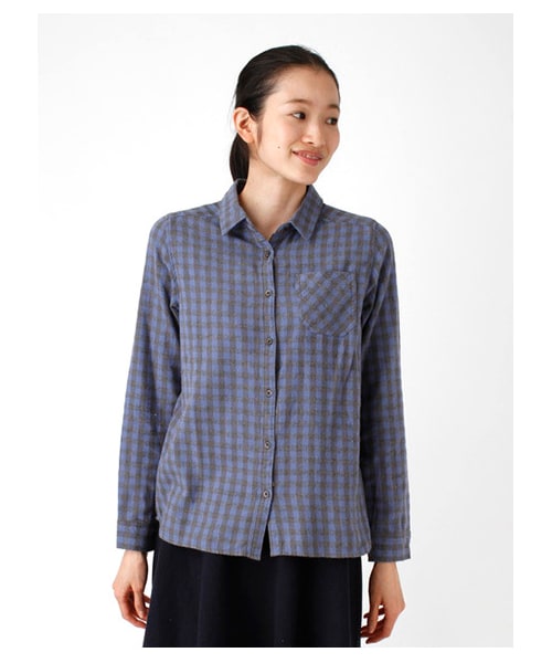 SEVENDAYS=SUNDAY（セブンデイズサンデイ）の「・型染 長袖シャツ（シャツ・ブラウス・レディース・オフホワイト/チャコールグレー/ブラック/ピンク/ベージュ/ブルー・M/L）」の2枚目の写真