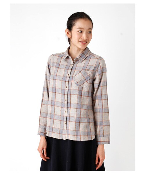 SEVENDAYS=SUNDAY（セブンデイズサンデイ）の「・型染 長袖シャツ（シャツ・ブラウス・レディース・オフホワイト/チャコールグレー/ブラック/ピンク/ベージュ/ブルー・M/L）」の4枚目の写真