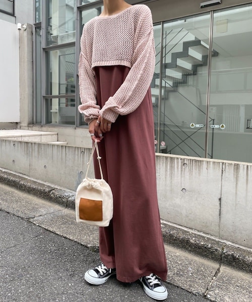 CIAOPANIC(チャオパニック)の「ニットボレロアンサンブルバックオープンワンピース(ワンピース・レディース・グリーン/ブラウン/ブラック・ONE)」の1枚目の写真