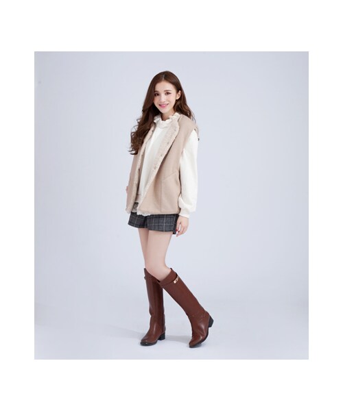 gracegift(グレースギフト)の「經典時尚金屬鎖釦修身長靴(シューズ・レディース・棕/深咖/黑・35/36/37/38/39/40/41)」の6枚目の写真