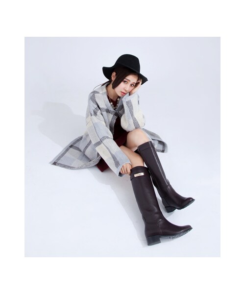 gracegift(グレースギフト)の「經典時尚金屬鎖釦修身長靴(シューズ・レディース・棕/深咖/黑・35/36/37/38/39/40/41)」の18枚目の写真