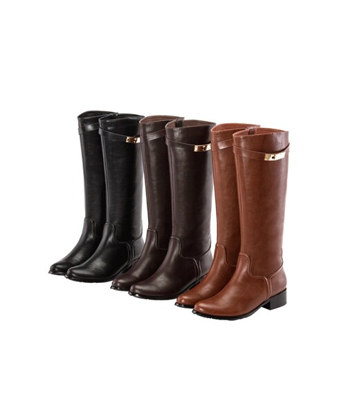 gracegift(グレースギフト)の「經典時尚金屬鎖釦修身長靴(シューズ・レディース・棕/深咖/黑・35/36/37/38/39/40/41)」の20枚目の写真