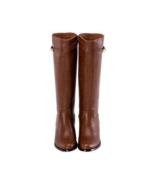 gracegift(グレースギフト)の「經典時尚金屬鎖釦修身長靴(シューズ・レディース・棕/深咖/黑・35/36/37/38/39/40/41)」の3枚目の写真