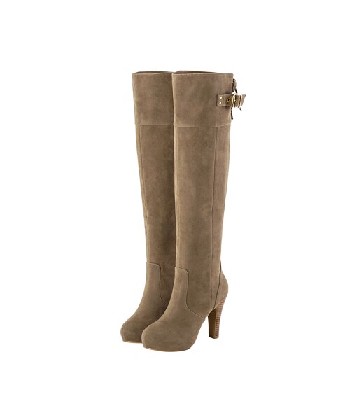 gracegift（グレースギフト）の「激瘦後綁帶金屬釦高跟膝上靴（シューズ・レディース・咖/灰/黑・35/36/37/38/39/40/41）」の11枚目の写真