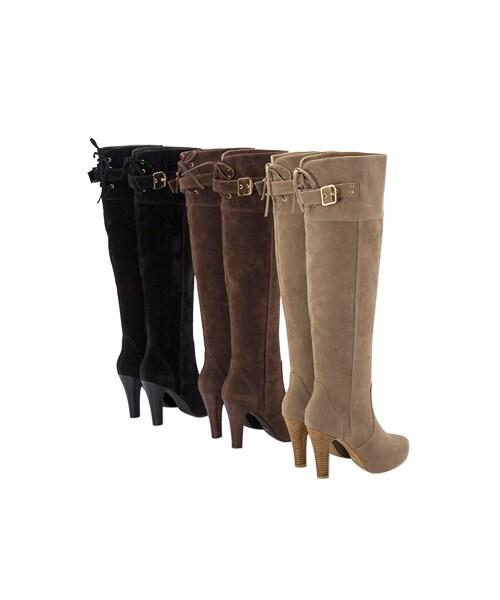 gracegift（グレースギフト）の「激瘦後綁帶金屬釦高跟膝上靴（シューズ・レディース・咖/灰/黑・35/36/37/38/39/40/41）」の10枚目の写真