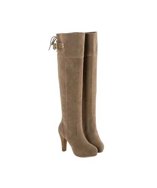 gracegift（グレースギフト）の「激瘦後綁帶金屬釦高跟膝上靴（シューズ・レディース・咖/灰/黑・35/36/37/38/39/40/41）」の14枚目の写真