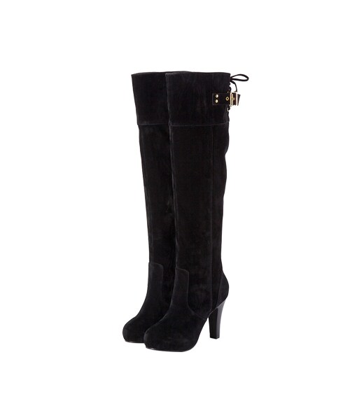 gracegift（グレースギフト）の「激瘦後綁帶金屬釦高跟膝上靴（シューズ・レディース・咖/灰/黑・35/36/37/38/39/40/41）」の21枚目の写真