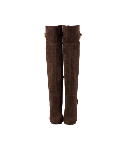 gracegift（グレースギフト）の「激瘦後綁帶金屬釦高跟膝上靴（シューズ・レディース・咖/灰/黑・35/36/37/38/39/40/41）」の3枚目の写真