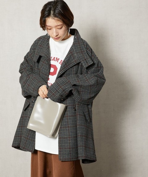 FREAK'S STORE（フリークスストア）の「【送料無料】ガンクラブチェックショートコートト【WEB限定】【予約商品】（その他・レディース・ナチュラル/チャコールグレー/ブラック/ベージュ/ブラウン・FREE）」の4枚目の写真